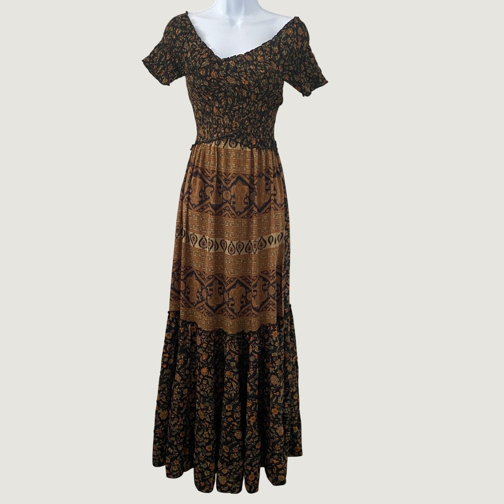 Earthbound Bohemian Patchwork Maxi Dress Small Bohemian Boho Festival Whimsigoth